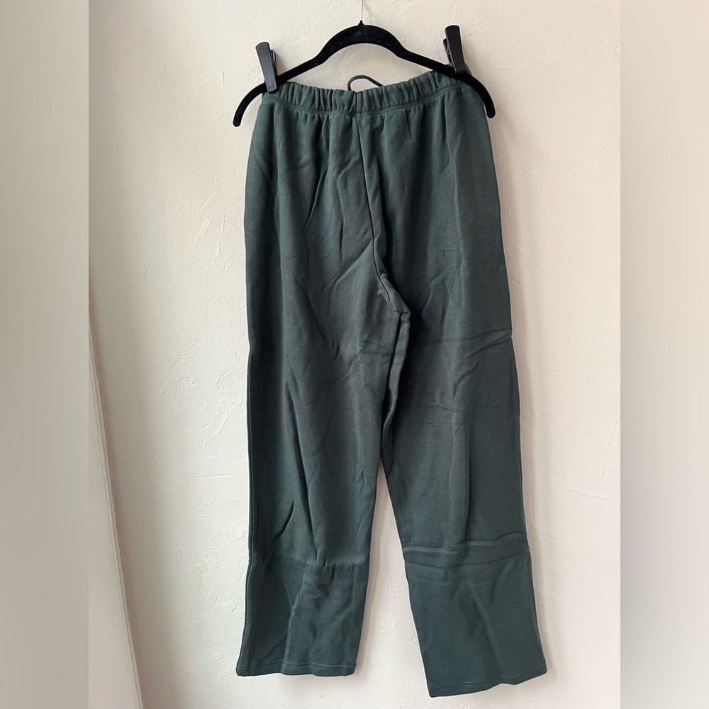 SKIMS COTTON FLEECE CLASSIC STRAIGHT LEG PANTS SPRUCE S M - Picture 6 of 7